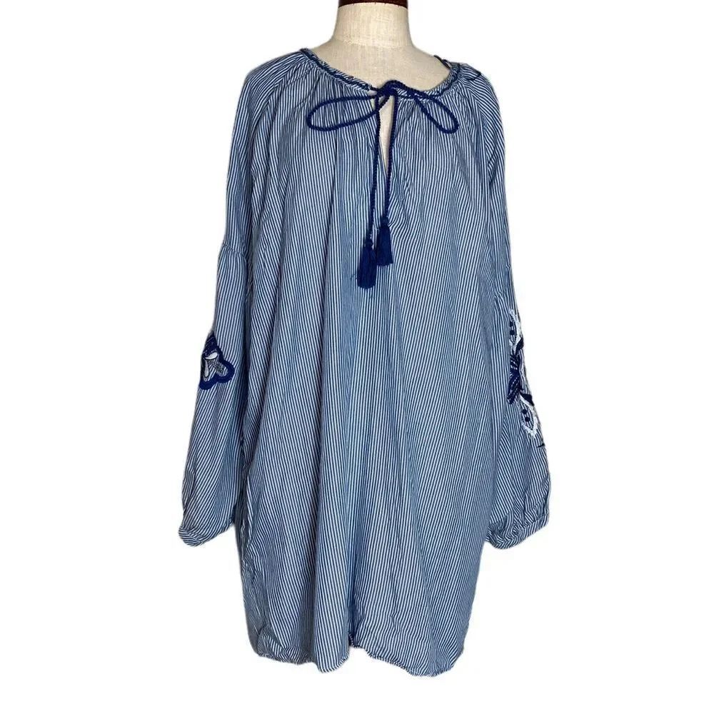 Zara Stripe Embroidered tunic dress
